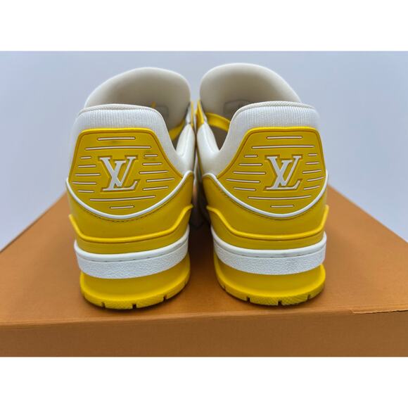 Louis Vuitton Calfskin Monogram Trainer Sneakers Custom Yellow/White 44/US 10.5 - Picture 6 of 12